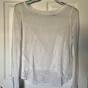 Dainty lace long sleeve top with zipper details on sleeves